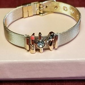 GIRL BOSS Silver MESH CHARM BRACELET - ADJUSTABLE BAND